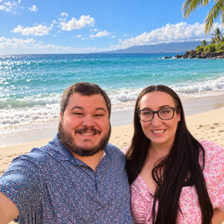 Brandon Parrish and his wife together at the beach